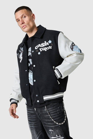 Cash Rules Varsity Jacket - Black