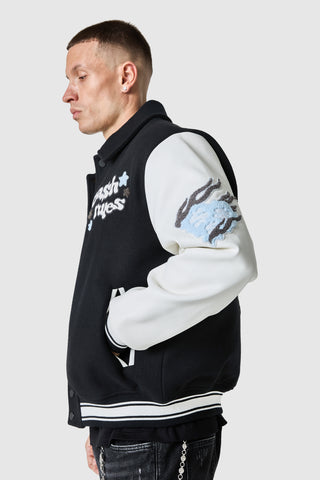Cash Rules Varsity Jacket - Black