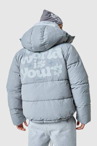 World Is Yours Puffer Jacket - Moon Grey