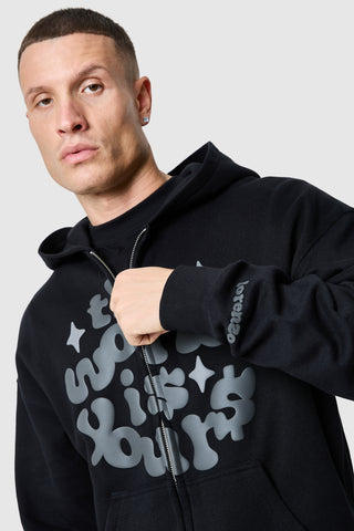 World Is Yours Zip Hood - Black