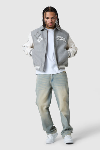 Dream Acdmy Varsity Jacket - Grey Marl