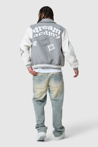 Dream Acdmy Varsity Jacket - Grey Marl