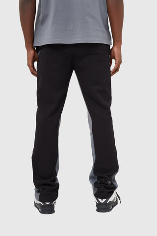 FLARED TONAL PAINT JOGGER - BLACK