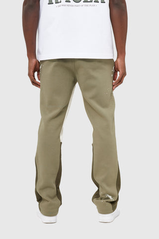 FLARED TONAL PAINT JOGGER - DEEP GREEN