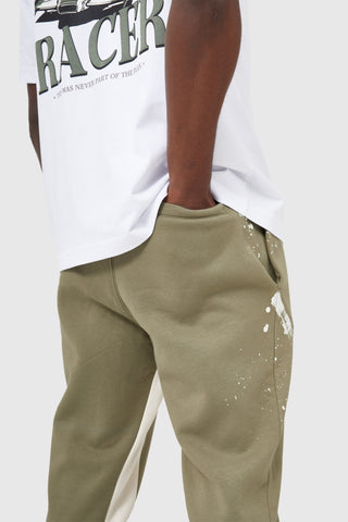 FLARED TONAL PAINT JOGGER - DEEP GREEN