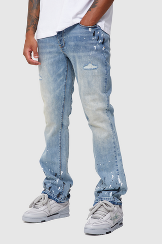 LUIGI PAINT SPLASH FLARE JEAN - BLUE